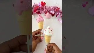 Valentine Cake Pop Cones 🍦💗 #cakepop #cakepops #valentinesday #valentinetreats #cakepopsicles