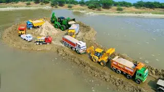 Jcb ki khudai On River BharatBenz Dumper Heavy Loading Sand Accident | Tractor Cartoon JCB Cartoon ?