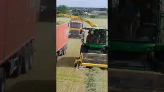 Schlagkr&auml;ftig und ohne Futterverschmutzung🌾#johndeere #johndeerepower #h&auml;ckseln #gras #fendt #reiter