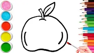 How To Draw cute Apple  Drawing, Painting & Coloring For Kids and Toddlers_ Child Art 🐋🌈🎨