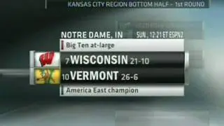 Women's Basketball: NCAA Tournament Selection Show - #10 Vermont vs. #7 Wisconsin