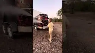 Mobile coffee trailer out of a horse trailer