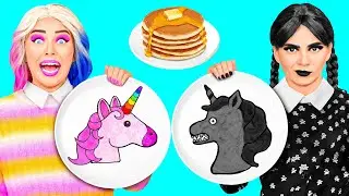 Pfannkuchen Kunst Challenge mit Wednesday Addams von BaRaDa Challenge