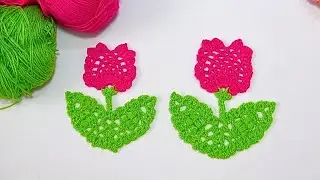 QUE OPINAS DE ESTOS TULIPANES A CROCHET ⁉️⁉️ Aplique fácil y Rápido
