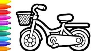 Draw A Scooter Drawing colouring for kids and toddlers ||kids color world |Easy bicycle drawing