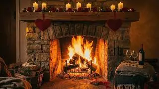 🔥🪵 Romantic Evening Fireplace | Crackling Fire & Candles | Cozy St. Valentines Ambience