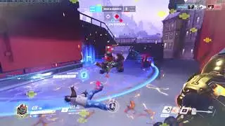 Overwatch: Ranked Marcandomela con Reinhardt, Ulteando y matando a Mei,Moira y Orisa.