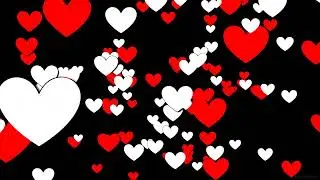 Flying Hearts | ❤️🤍 Red and White Heart Background Video with Black Backdrop