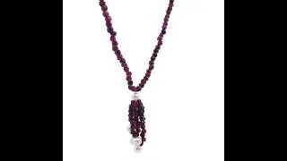 Natural Garnet Rondelle Facet Cut with Smooth Pearl Gemstone Necklace
