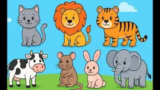 7 Animals Drawing //Cat, Lion,Tiger,Cow,Rat,Rabbit and Elephant // 🐈🦁🐅🐄🐁🐇🐘🎨🖌️@babylearningindia