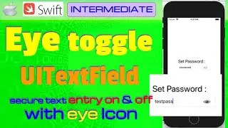 IOS , Swift , Tutorial   Part 1   eye toggle the secure text entry on & off UITextField   programmat