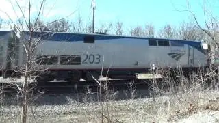Three Engines Lead Eastbound Amtrak Past Agency, Iowa