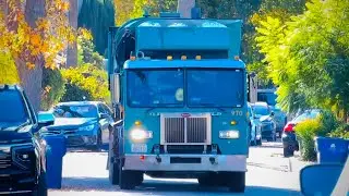 Old Los Angeles Garbage Truck Collecting Trash