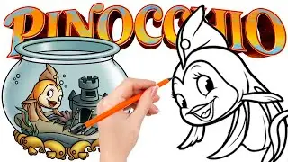 How to draw Cleo, Geppetto's pet goldfish - Pinocchio