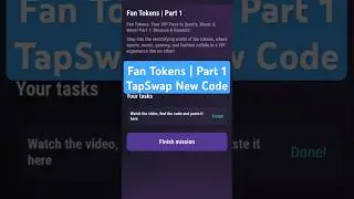 Fan Tokens | Part 1 Code | Tapswap Task Code | Tapswap Video Code | Tapswap New Code