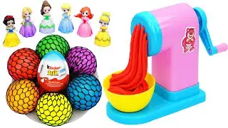 Satisfying Video l How to make Noodles with Rainbow Mesh Stress Balls & Kinder Egg Cutting ASMR
