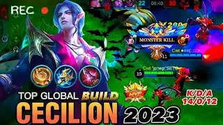 14 KILL! | CECILION TOP GLOBAL GAMEPLAY 2023 | TOP GLOBAL BUILD CECILION 2023 | MOBILE LEGENDS