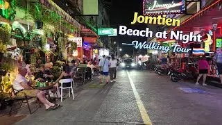 Jomtien Beach at Night 🌙 Walking Tour