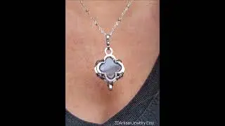 🪻Amethyst quatrefoil handmade antiqued sterling silver handmade talisman pendant necklace