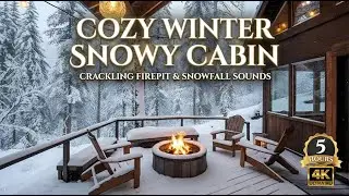 Cozy Winter Deck Ambience ❄️🔥 Snowfall, Outdoor Fire Pit & Forest Calm