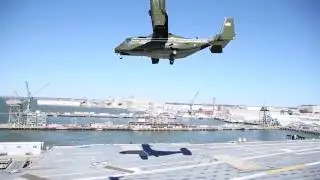 AMAZING PRESIDENT TRUMP MARINE ONE LAND ON FUTURE AIRCRAFT CARRIER USS GERALD R. FORD (CVN 78)