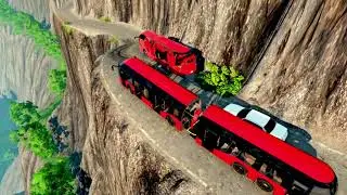 Crazy Mountain Road Challenge with a Long Bus | Survival Test on Dangerous Cliffs | BeamNG Drive