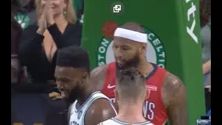 Jaylen Brown Out-Muscles DeMarcus Cousins, Flexes In His Face