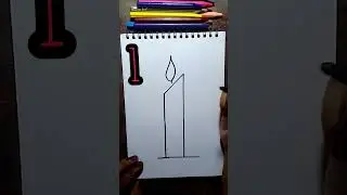 How to draw candle using Number 1 #drawing #art #painting #pencil #shorts #viral #easy draw #candle