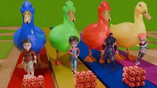 Long Slide Game With Animals Tina Nick Bob - Funny 3D Characters