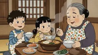 A Cozy Winter Day at Grandma's House | Kimchi Jjigae & Roasted Sweet Potatoes | Ghibli Style