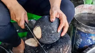 Amazing Burned Coconut Making - Traditional Roast Coconut in Thailand