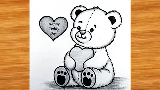 Teddy day Drawing easy|| Happy Teddy day || valentines week special Drawing with pencil easy /teddy