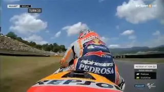 2017 Moto GP - Pedrosa Crash at Turn 10 Autodromo de Mugello