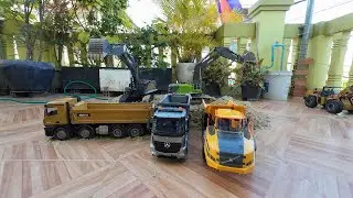 RC Excavator Loading Dump Trucks - Satisfying Construction Site in Action12192
