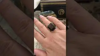 Vintage 9ct Yellow Gold Retro Style Smoky Quartz Ring