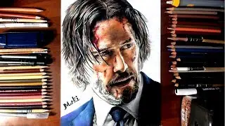 Drawing John Wick(Keanu Reeves) from Movie[John Wick 3: Parabellum] - marki draws, colored pencil