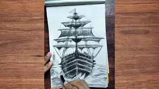 Easy Ship Drawing | Simple Pencil Sketch