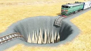 Trains vs Giant Pit #2 &ndash; BeamNG.Drive