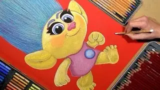 Drawing Trolls (Smidge) Cartoon Character from Trolls. Soft Pastel.