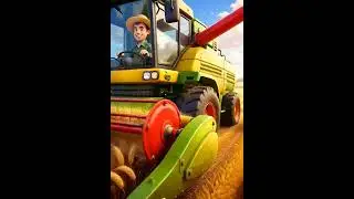 🌾 Harvester Machine in 3D Cartoon 🚜 | Farm Vehicles | Kids Learning