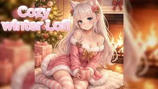 Lumi's Pink Christmas catgirl🎄 | Cozy Catgirl Lofi & Fireplace Ambience (Study / Relax / Sleep)