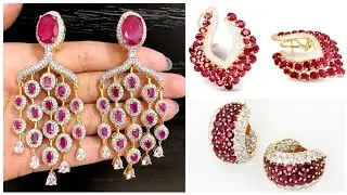 Most Stunning & Luxury Party Wear Ruby Diamond Earrings Designs In Gold