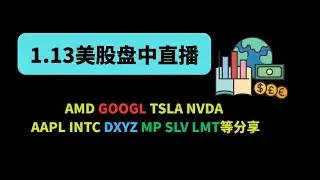 1/13周二 美股夜盘直播 TSLA INTC NVDA LMT PLTR SOXL COIN SLV 等分享