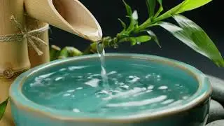 Relaxing Zen Hill Breeze Bamboo Water Flow and Candle Glow with Misty Mountain Calm for Stress Relie