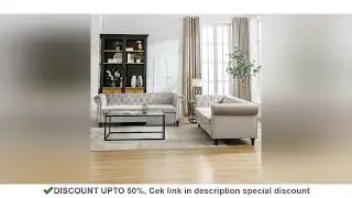 HORGAEO Button Upholstered Velvet Sofa, Classic Chesterfield Tufted Camel Back Furniture S