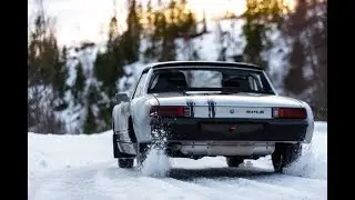 Porsche 914/6 rally car on WRC test stage with Below Zero Ice Driving in Sweden