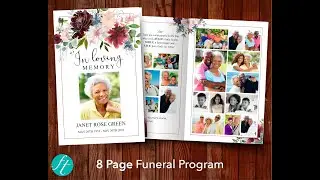 8 Page Autumal Funeral Program Template