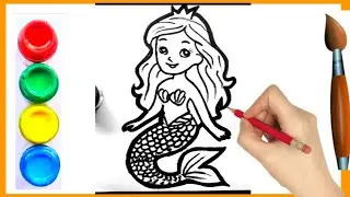 Mermaid drawing for kids । जलपरी का चित्र । Kids painting video । Kids drawing step by step । 