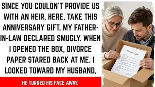 SINCE YOU COULDN'T PROVIDE US WITH AN HEIR, HERE, TAKE THIS ANNIVERSARY GIFT, MY FATHER-IN-LAW...