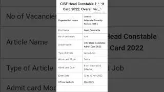 CISF Head Constable Ministerial 2019 Written Exam Date Declared |CISF HCM